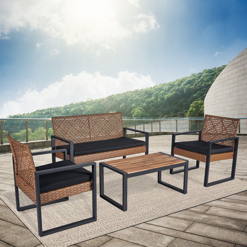 Ebern Designs Kostelnik Outdoor Conversation Sets with Cushions Reviews Wayfair